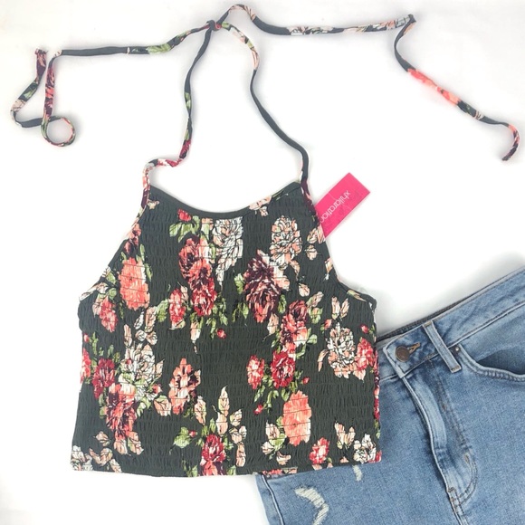Xhilaration Floral Halter Top - Picture 2 of 3